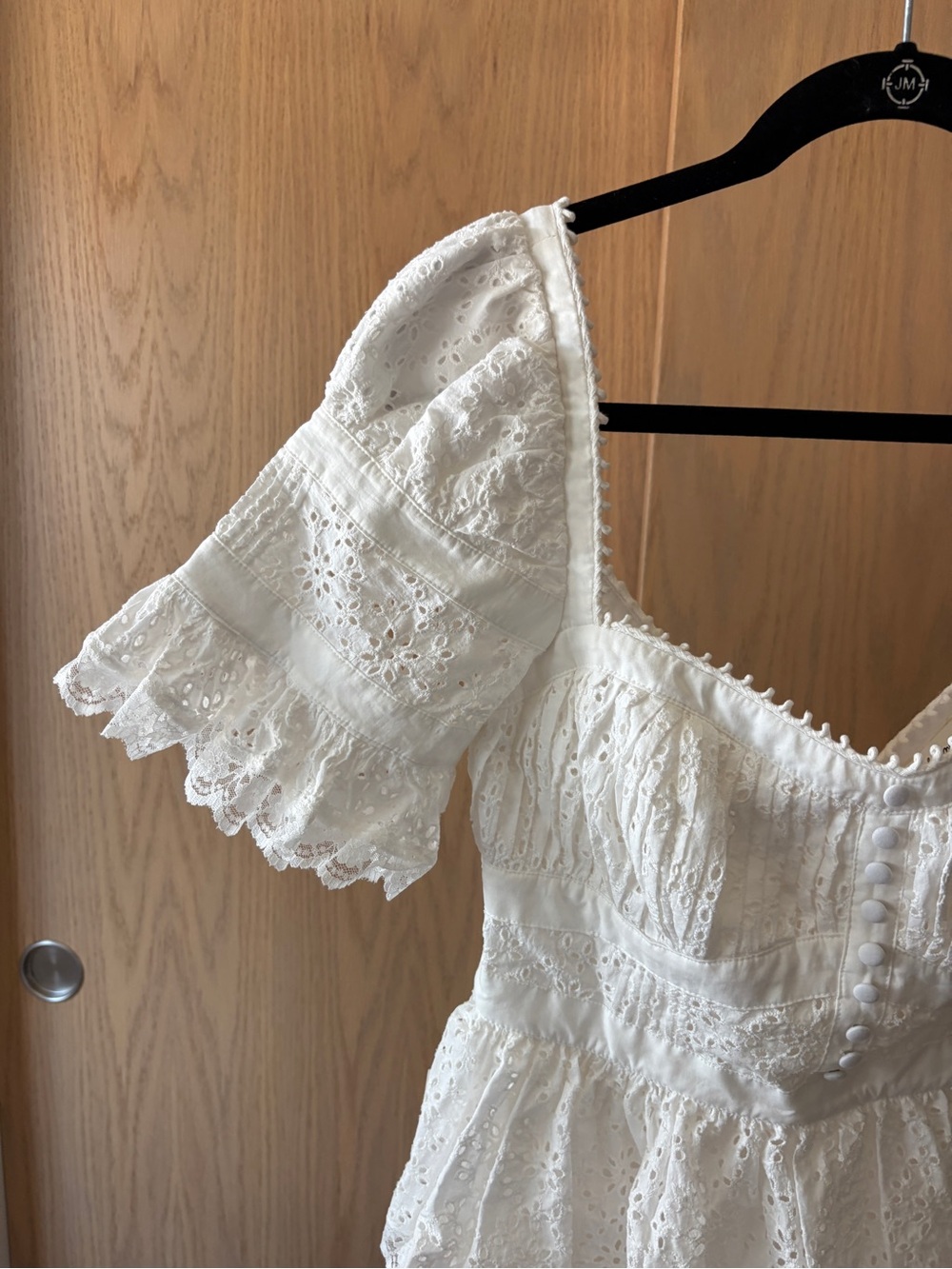 $368 NWT For Love And Lemons “Willa” Eyelet Mini Dress in White Sz Small - Picture 5 of 11